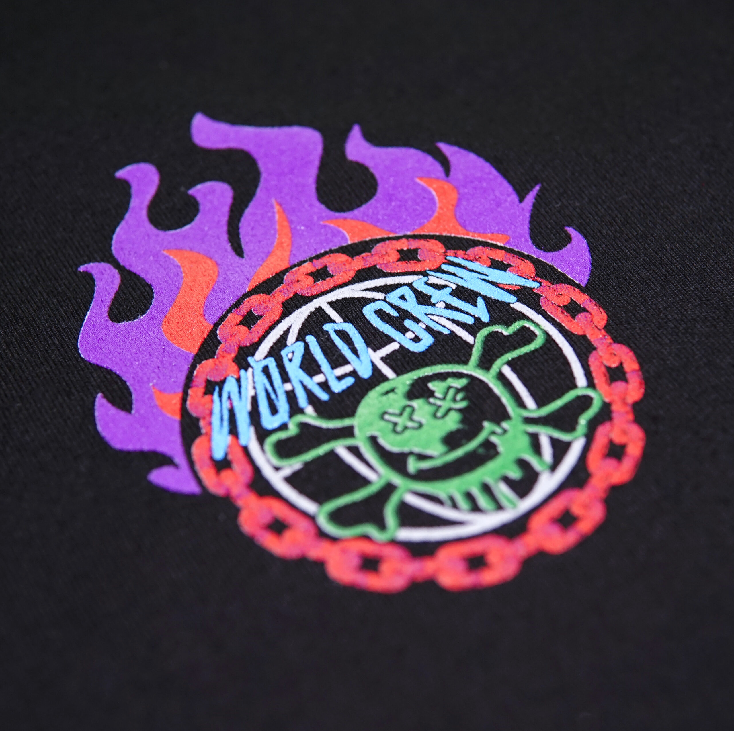 Heavyweight Black- World Crew Flame T-Shirt - Image 2